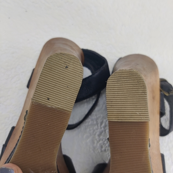 Steve Madden Wood Platform Wedge Heels Leather Ankle Strap Open Toe Sz 7 #224 - Picture 10 of 13